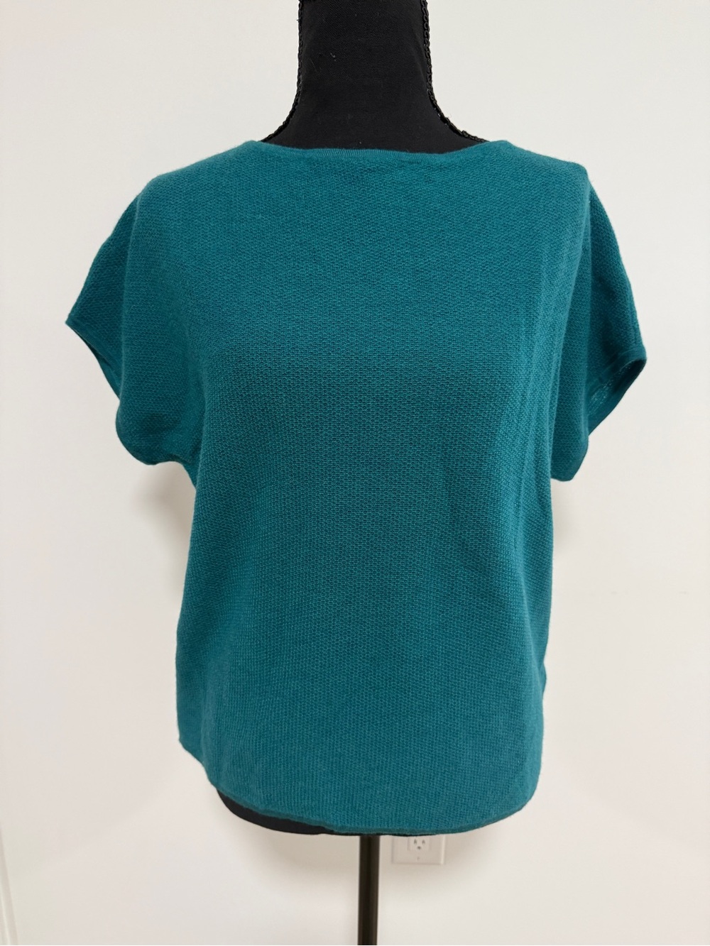 Nicole Miller NWT 100% Extra Fine Merino Wool Top XS Deep Lagoon Teal Dolman